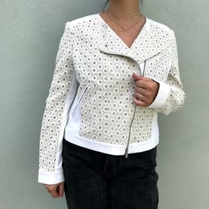 NWT Club Monaco Zipper Jacket Moto Cropped White